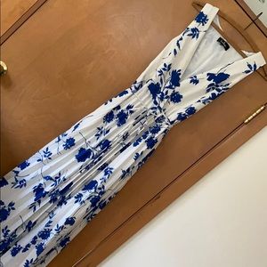 Lulu’s Blue/White Wrap Maxi Dress